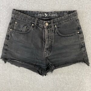 MiH Jeans Halsy Cutoff Denim Shorts Womens 28 Stone Black Button Fly 1.5" Italy